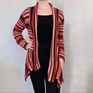 American Rag burgundy southwestern striped grandma cardigan Y2K Elena Gilbert